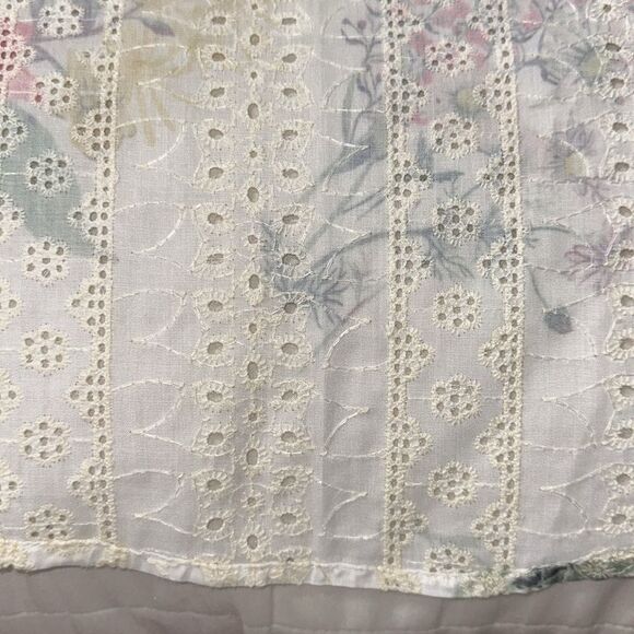 ADIVA 1X Ivory Embroidered Eyelet Floral Button Down Long Sleeve Shirt - Picture 11 of 11